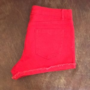Forever 21 high waisted red denim shorts